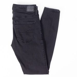American Eagle Hi-Rise Jegging Next Level Stretch Womens Jeans Black Wash 4 L